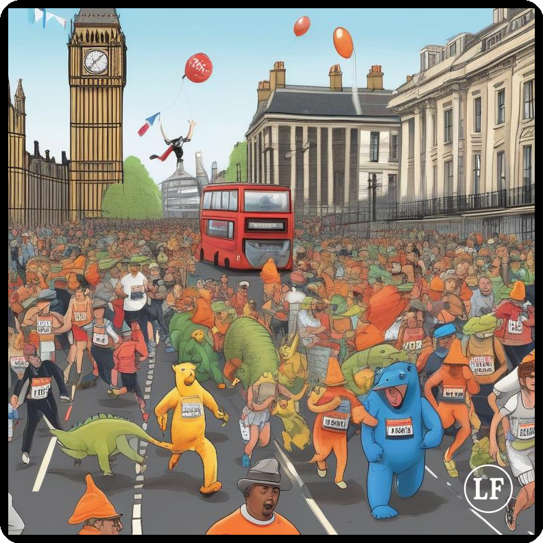 Runners in London Marathon Wear Full Business Suits